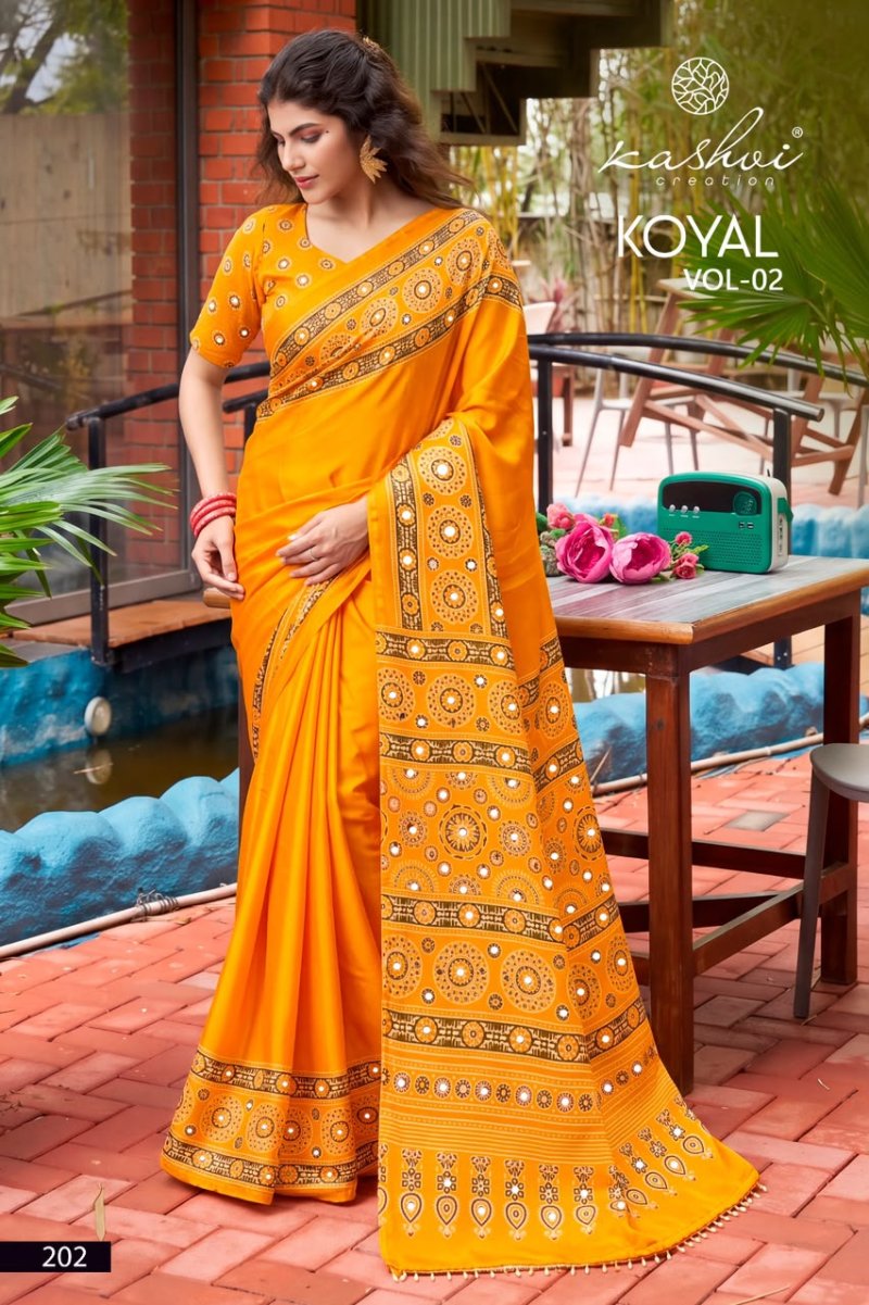 Koyal Vol 2 By Kashvi Japan Satin Mirror Work Saree 
